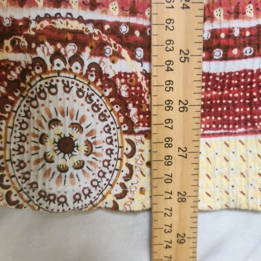 Y2K‎ Zoey Beth Boho Midi Skirt M Crinkle Elastic Waist Geometric Print USA Made - Picture 5 of 7